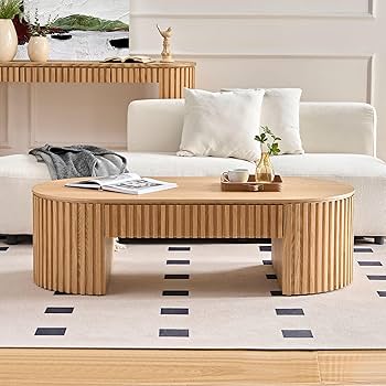 Amazon.com: Oak Oval Coffee Table with Storage for Living